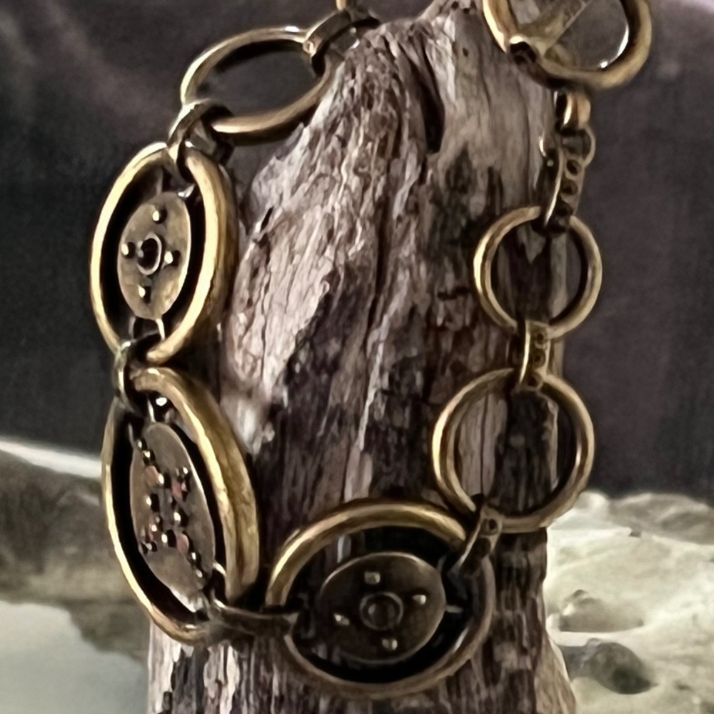 Lucky Brand Antiqued Gold Tone Bracelet with Red Accents - Picture 3 of 6